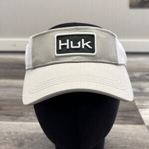 NWT Huk‎ Visor Mens Gray White OS Strapback Adjustable Performance Fishing Cap